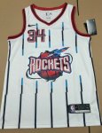 NBA 34 Olajuwon Rockets retro Maillot blanc imprimé